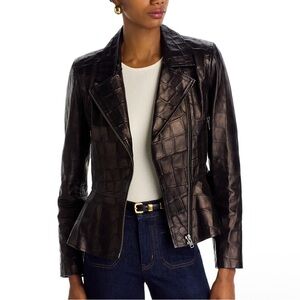L'AGENCE Lyric Peplum Leather Jacket